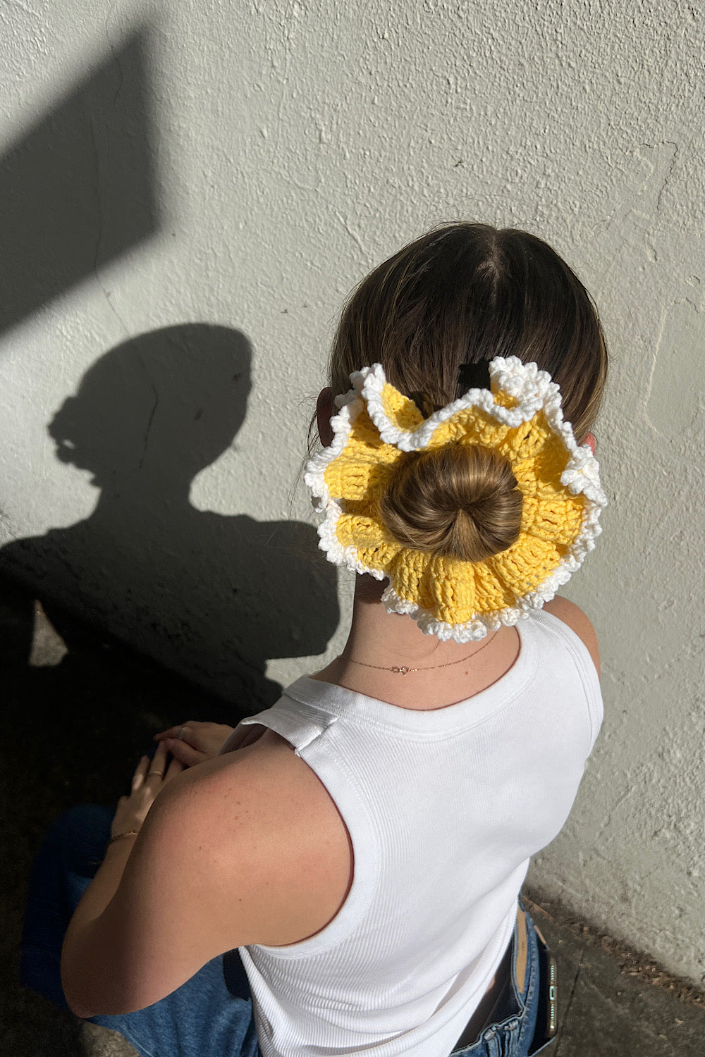 Crochet Hair Scrunchie - Yellow
