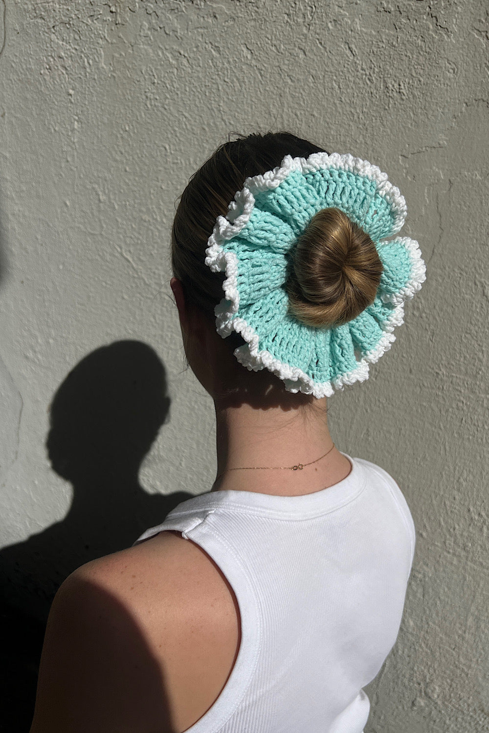 Crochet Hair Scrunchie - Aqua