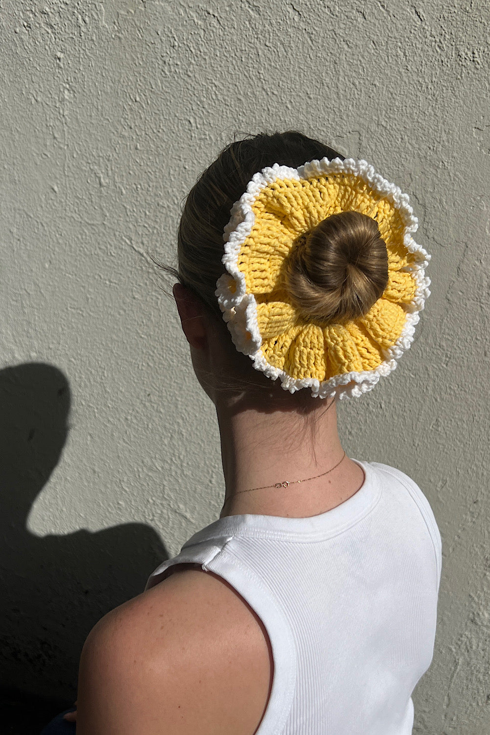 Crochet Hair Scrunchie - Yellow