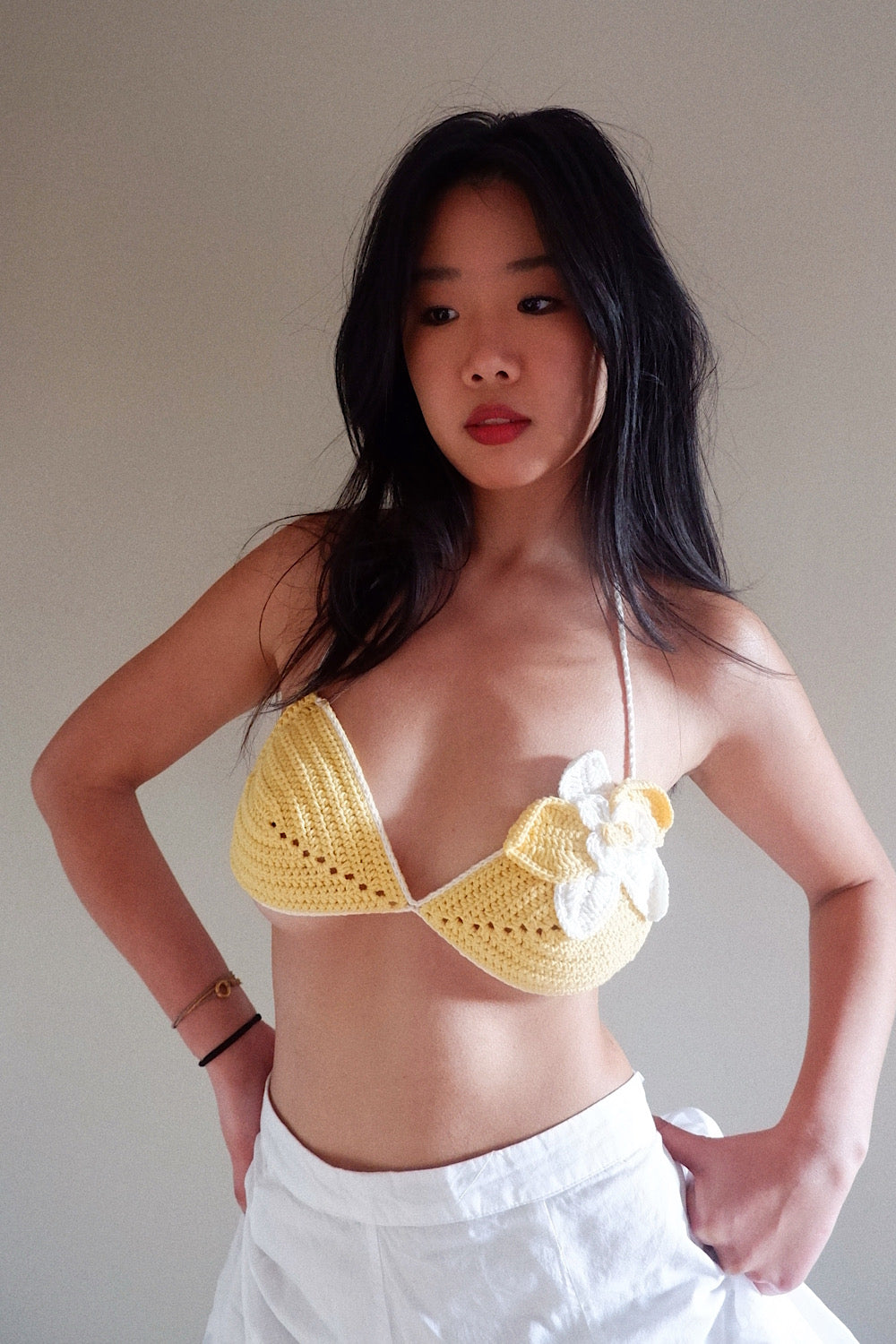 Orchid Breeze Crochet Bikini Top in Yellow by Can She Crochet