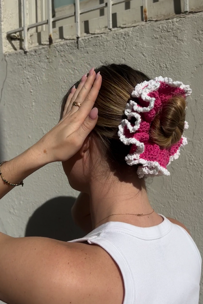 Crochet Hair Scrunchie - Pink