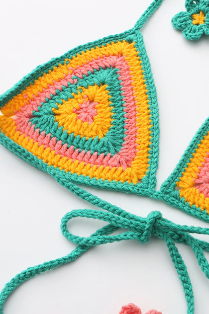 Hue haven crochet bikini top in green by can she crochet