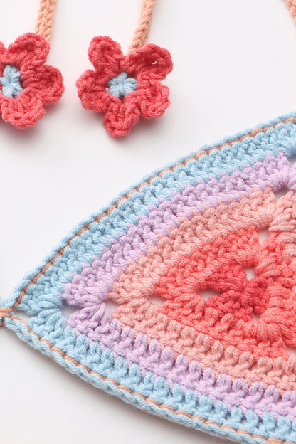  Hue haven crochet bikini top in pink by can she crochet