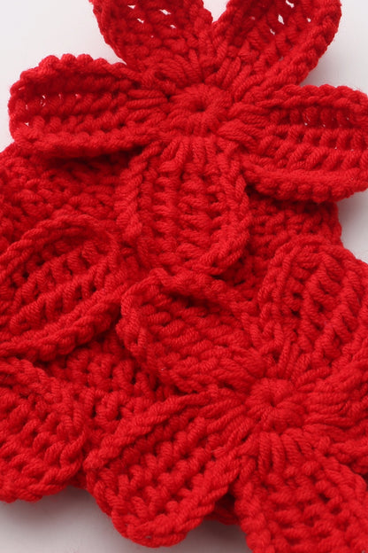 Blossom bare crochet bikini top in red by can she crochet
