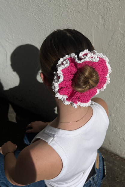 Crochet Hair Scrunchie - Pink