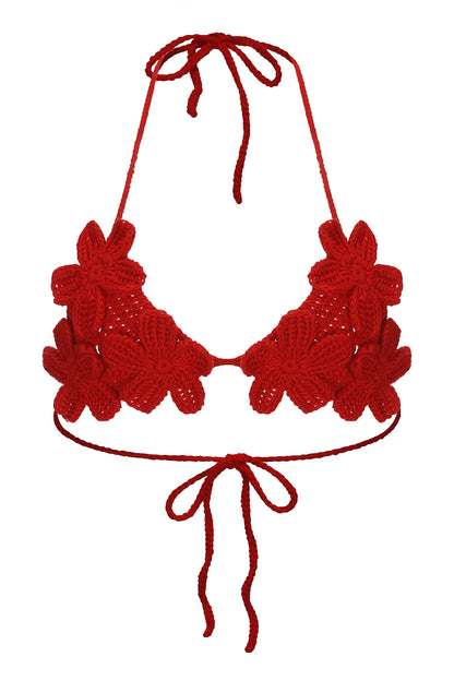 Blossom bare crochet bikini in red by by can she crochet