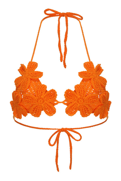 Blossom bare crochet bikini top in orange by can she crochet