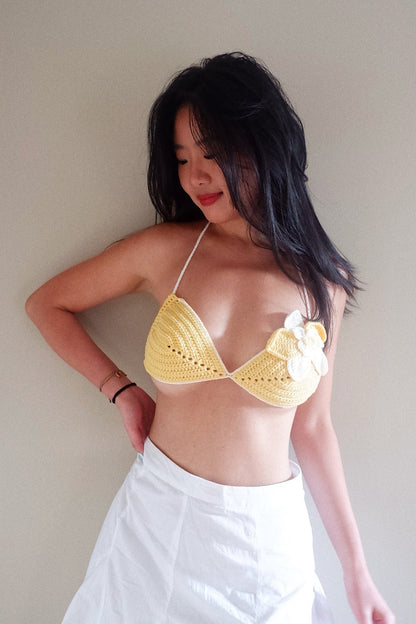 Orchid Breeze Crochet Bikini Top in Yellow by Can She Crochet