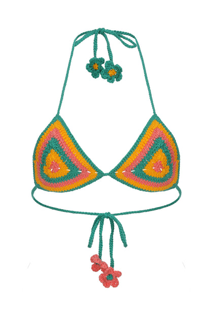 Hue haven crochet bikini top in green by can she crochet